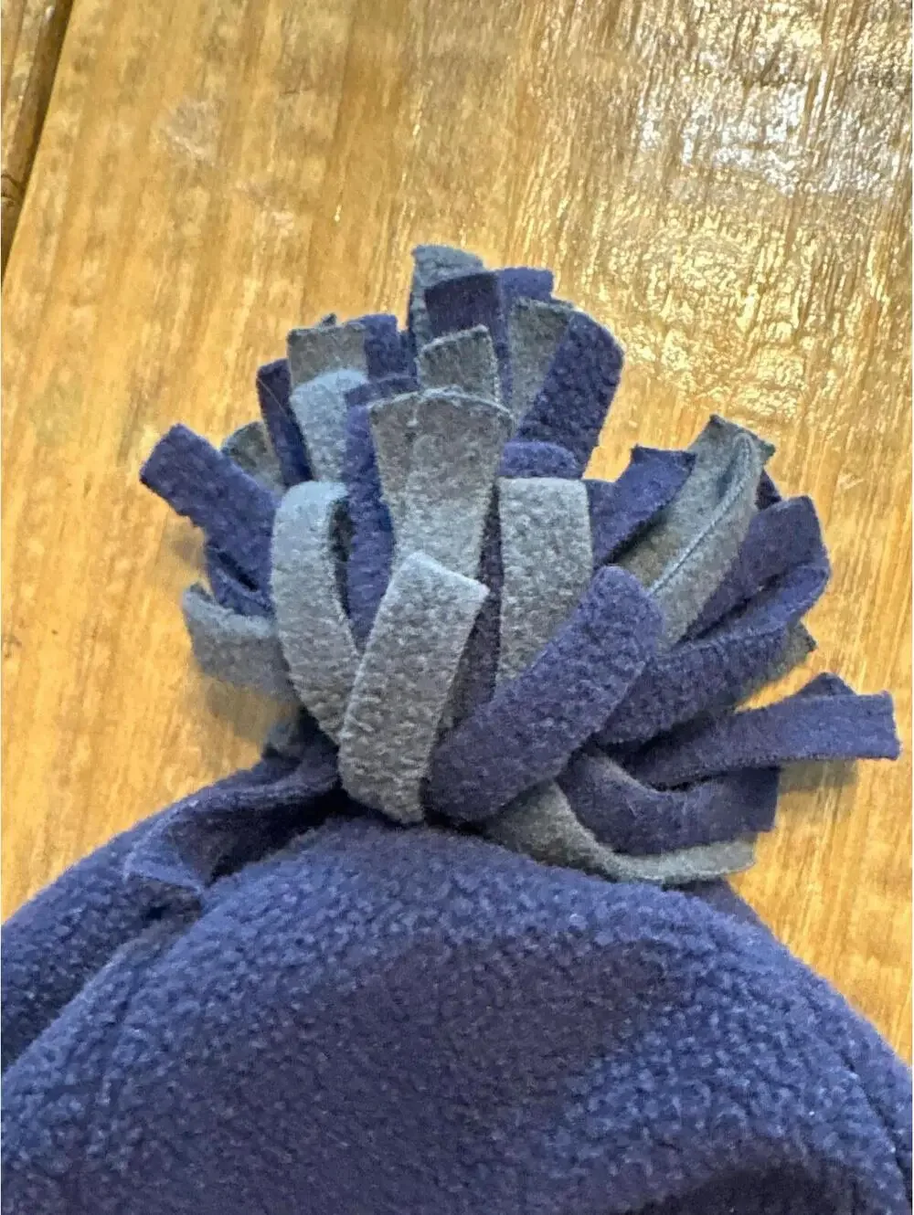 The Children's Place Navy Gray Fleece Pom Pom Beanie Hat, Size 12 24 months Boys